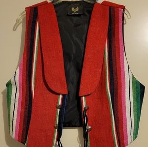 Vtg Native American Wool Vest w/ Buffalo Buttons Sz M